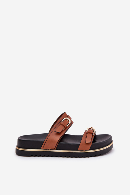 Dámské Hladké Pantofle Na Platformě S Pásky A Přezkami Camel Ziferte