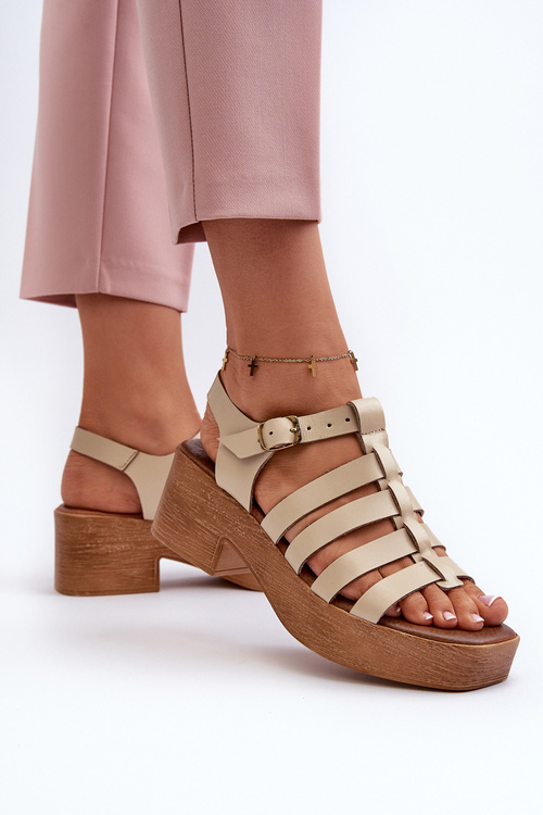 Dámské kožené sandály Zazoo 40410 béžové