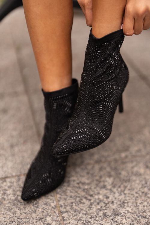 Zdobené Šľapky Na Opätku S.Barski HY42-161 Čierne