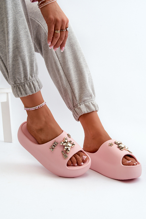 Dámske ľahké penyové papuče s ozdobami ružové Orchia