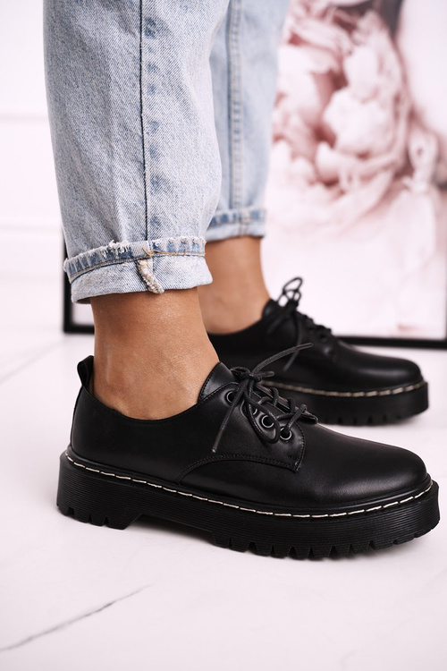 Dámské Klasické Panofle Oxfordky Na Platformě S.Barski HX62 Cerne