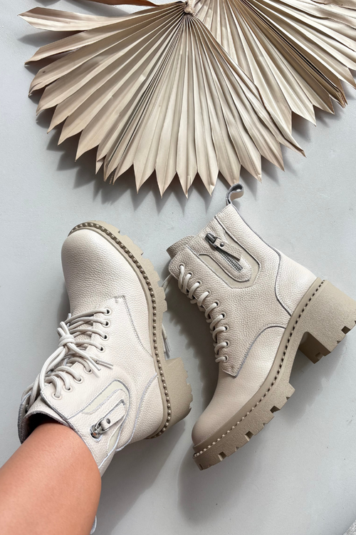 Kožené dámske členkové topánky na kocku Vinceza 86418 béžové