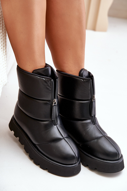 Snehové topánky na platforme so zipsom z eko kože čierne Resisia