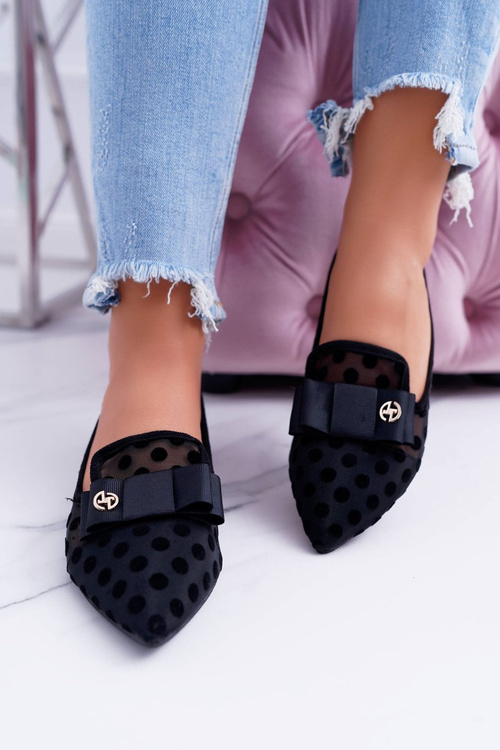 Lu Boo Retikulární Ballerina Loafer Černá Mamba