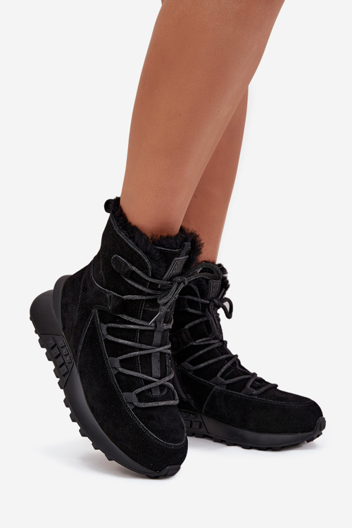 Semišové Zimní Boty Pro Ženy S Kožíškem Big Star SS274319 Černé