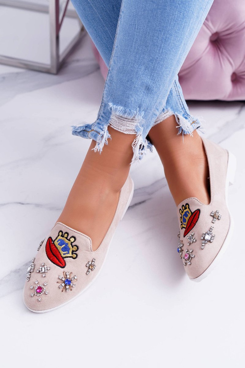 Béžová dámska balerinas princezná patch