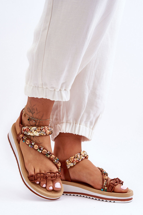 Pohodlné dámske klinové sandále hnedé jodie