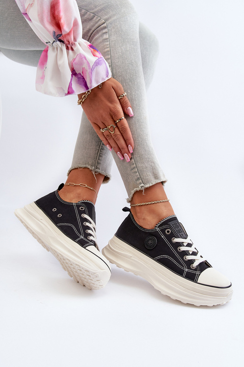 Dámske tenisky na masívnej podrážke Big Star NN274125 Čierne