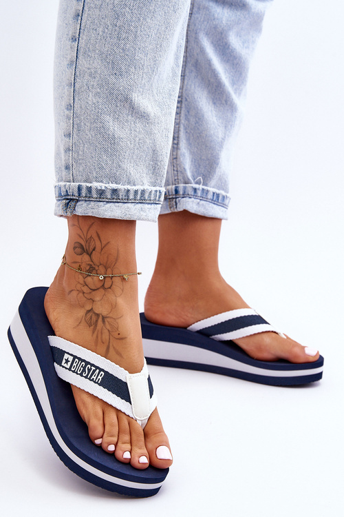 Ženské flip -flops flip -flops on kliny veľká hviezda HH274A094 NAVY BLUE