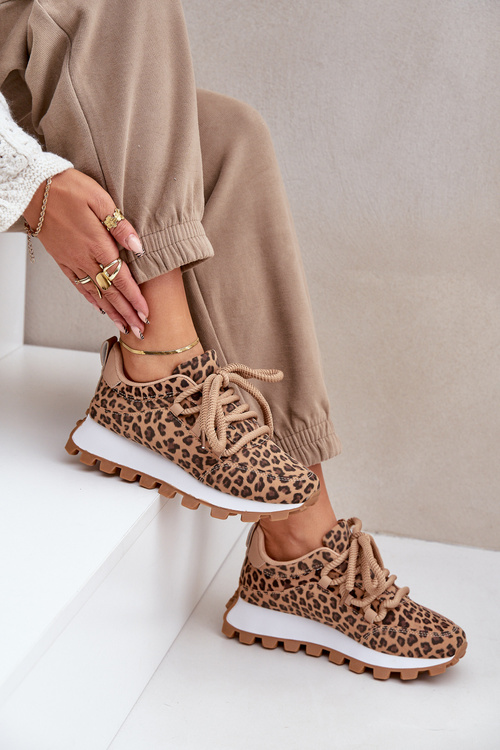 Športové Topánky Sneakers Na Platforme Leopard Hnedé Riadella