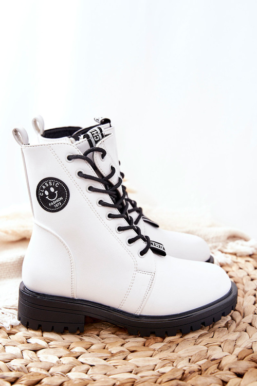 Dětské Oteplené Boty Workers Bílé Rosalie