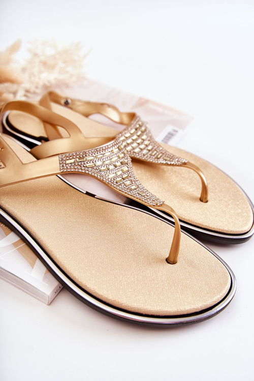 Dámské sandály žabky s ornamenty zlate Atlanta