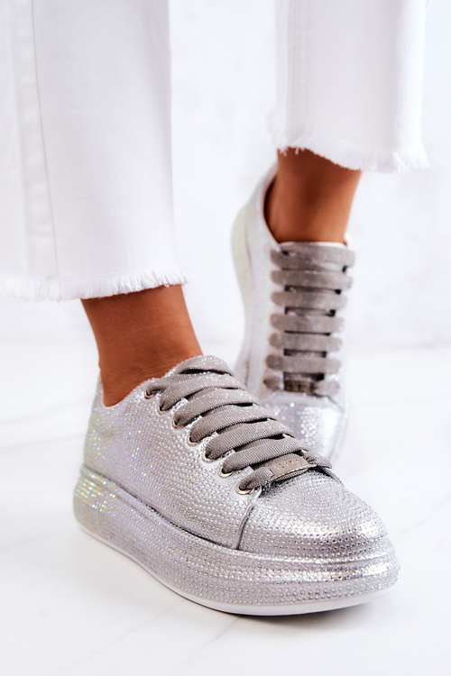 Tenisky športové topánky kamienky goe jj2n4048 striebro