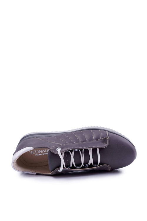 Bednarek pánske topánky kožené športové šedé geos