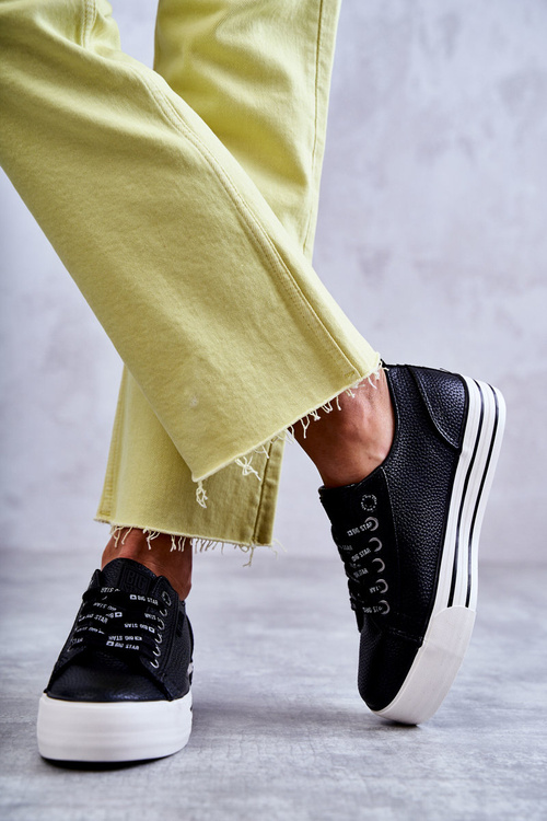 Nízka dámska veľká hviezda KK274015 Čierne tenisky