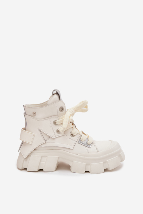 Kožené zateplené sportovní boty GOE SS2N4055 bílé