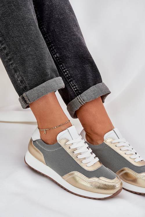 Kožené Sportovní Boty Sneakers Dámské D&A LR51-847 Zlaté