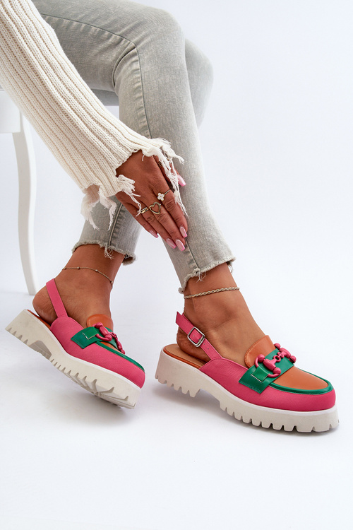 Dámske sandále na plochej podrážke s ozdobou oranžové D&A MR38-656