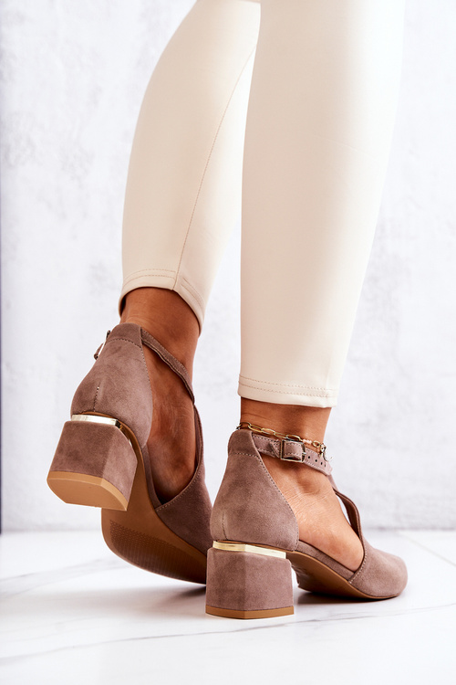 Semišové Lodičky Na Podpatku Laura Messi 2309 Béžové