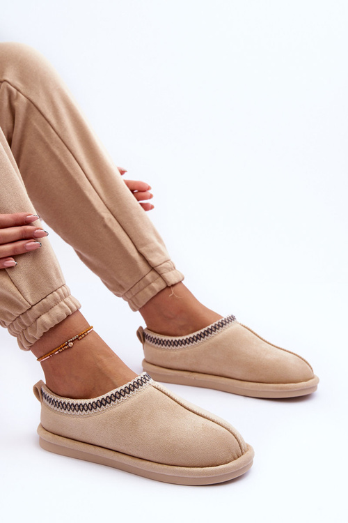 Dámské semišové papuče s kožešinou světle béžová Polinna