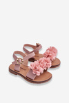 Módní dětské sandály s květy Růžový Poly