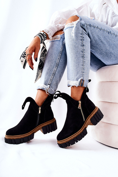 Polstrované boty s otevíráním na zip Černá Cadence