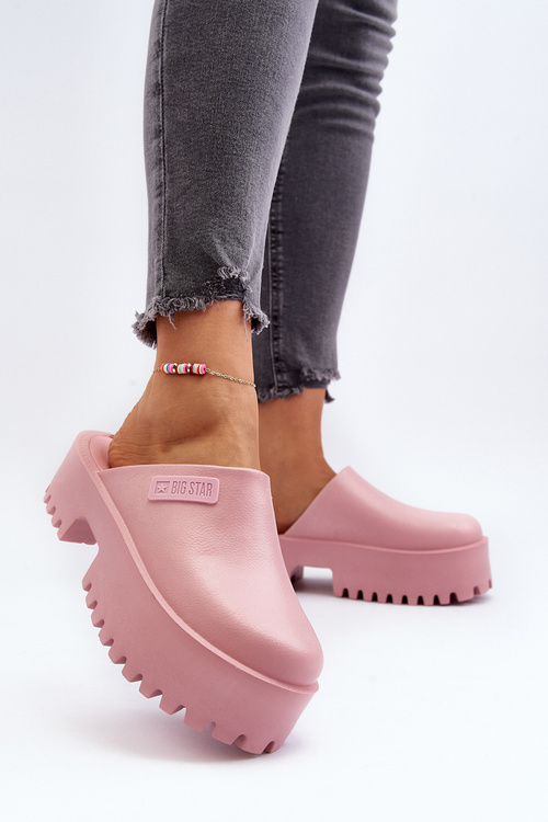 Dámske papuče s hrubou podrážkou Big Star NN274020 Ružové