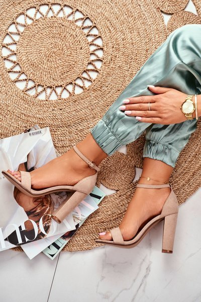 Dámské sandály Na Podpatku Semišové béžové Anastasie