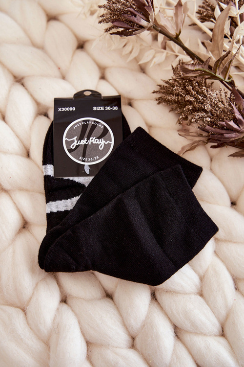 Dámske bavlnené ponožky biely vzor čierneho vzoru