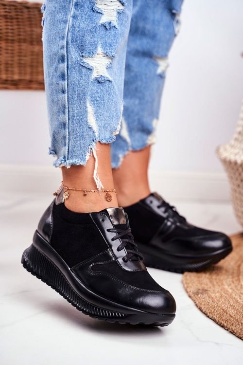 Dámská Sportovní Obuv Kožená Černá Gianna