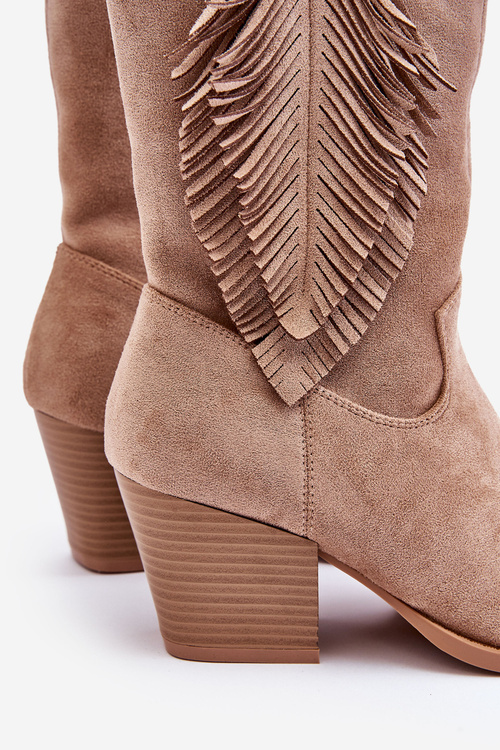 Dámské nízké semišové kovbojské boty Béžová Elyse