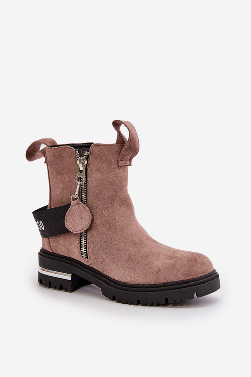 Zateplené dámské boty na zip tmavě béžové Calvaro