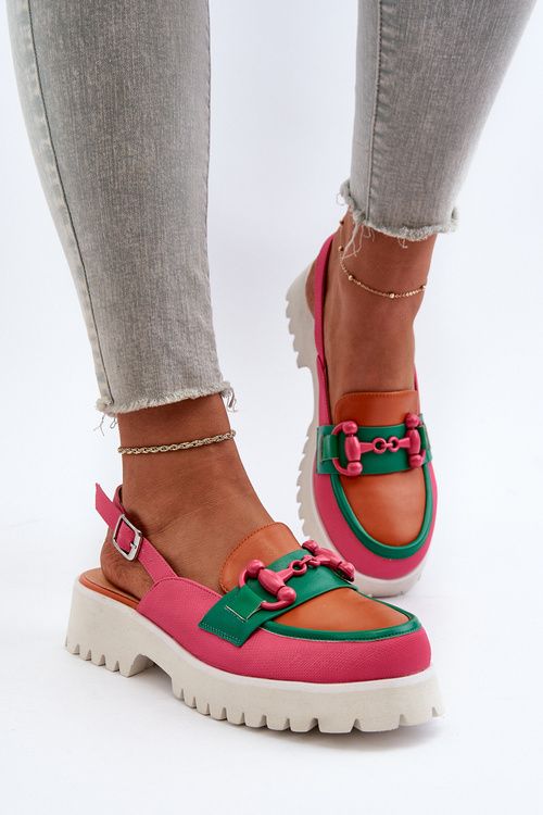 Dámske sandále na plochej podrážke s ozdobou oranžové D&A MR38-656