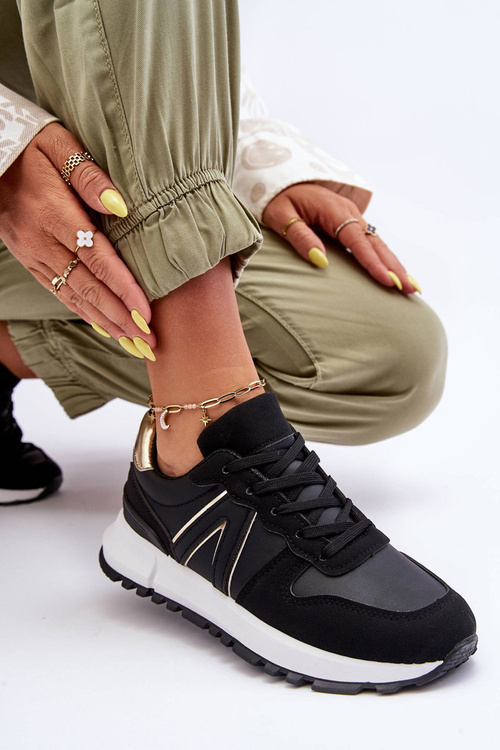 Čierna kabama Dámska kožená športová topánka