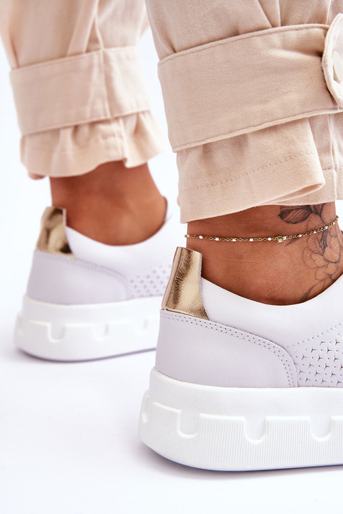 Kožené športové topánky na masívnej platforme Białe Montigo