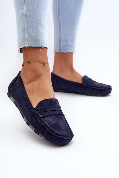 Dámske mokasíny z ekologickej semišu Big Star NN274931 Memory Foam System námornícka modrá