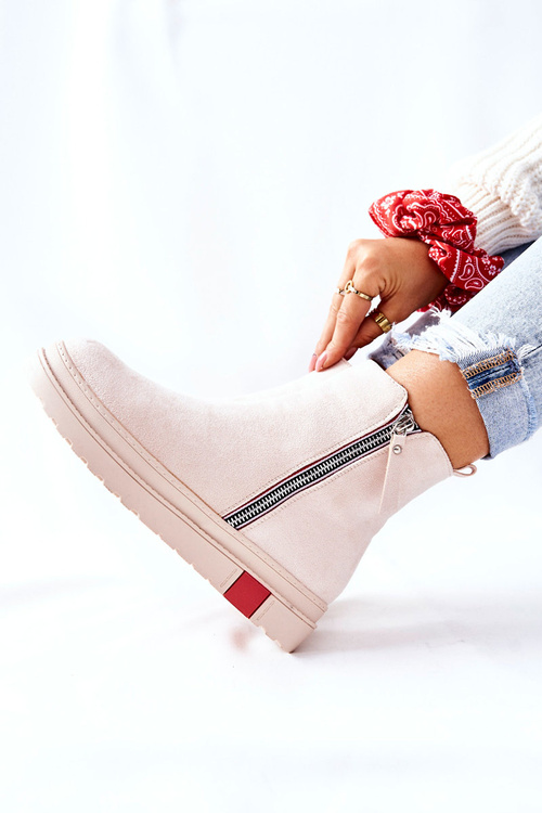 Suede topánky na topánkach Jodhpur na platforme Nessa Beige