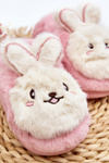 Dětské kožešinové pantofle s králíčkem růžové Apolanie