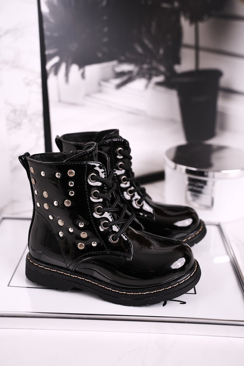 Dětské Izolované Boty Lakované Černé Fame