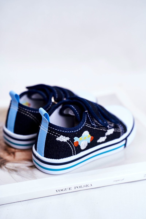 Dětské tenisky se suchým zipem tmavě modré Nimalo