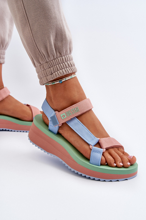 Dámske sandále na platforme a klíne Big Star NN274A055 Modré