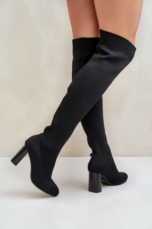 Kolená Čižmy So Školskou Časťou Na Opätku Čierne Esanira