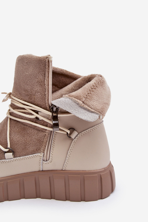 Kožené snehové topánky na platforme béžovej Majeva
