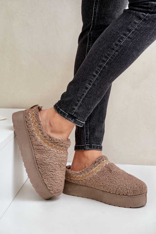 Sněhule na platformě s beránkovým kožíškem tmavě béžové Mesirra