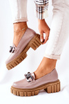Dámské Boty Loafers Kůže Cappuccino Laura Messi 2339