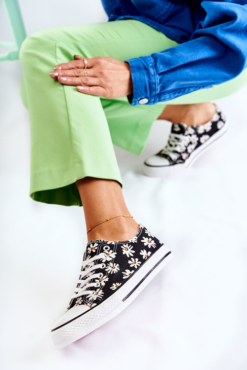 Nízke dámske čierne tenisky Janey Flowers