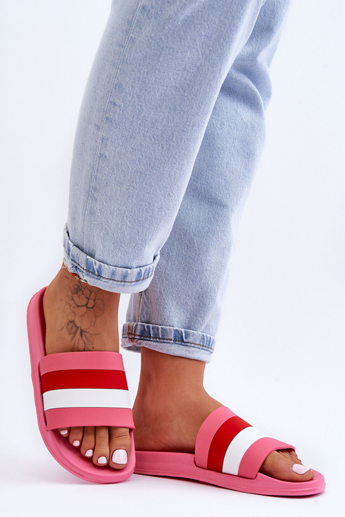 Dámské pruhované pantofle Tmavě růžová Vision