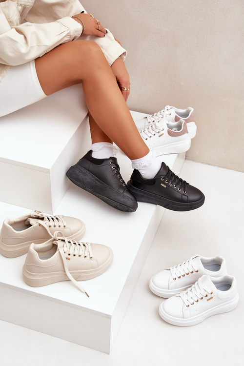 Dámské Tenisky Na Platformě Eko Kůže Černé Lelandine