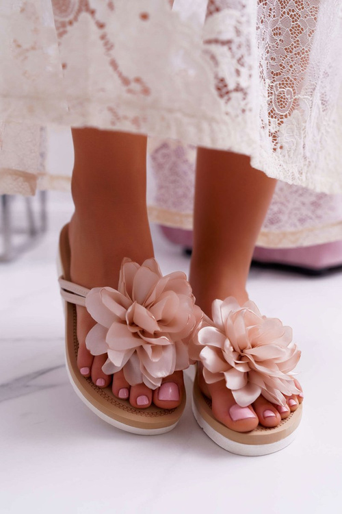 Dámske šedé flip -flops flip -flops kvetinové ddemos