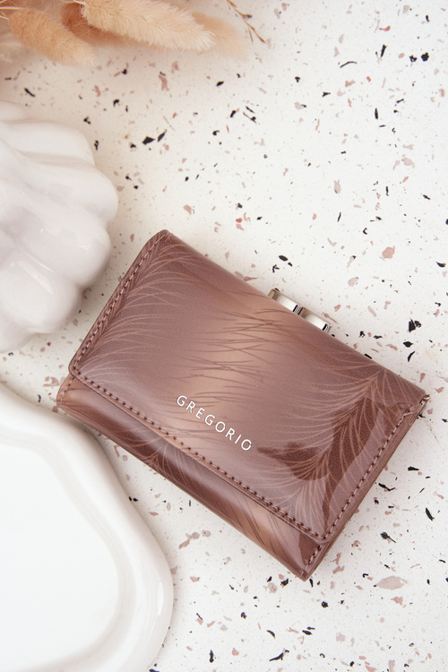 Lakovaný dámský peněženka s drobinky béžová Cermina